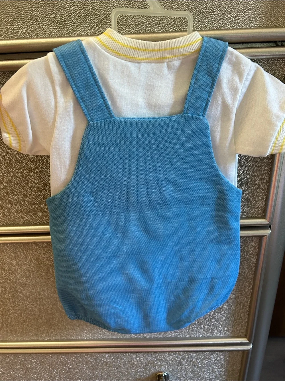 Carter's Blue Knit Sailboat Bubble Romper with White Tee